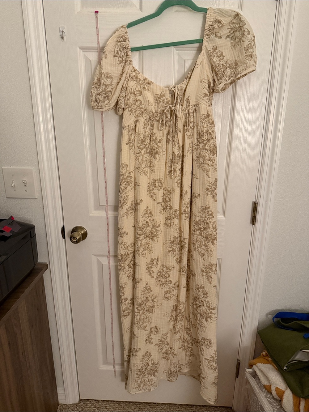 Worth Collective Haven Tie-Front Maxi Dress in Taupe/Brown Floral - Picture 2 of 5
